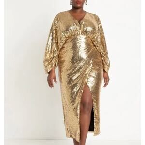 Eloquii Gold Sequin Maxi Dress